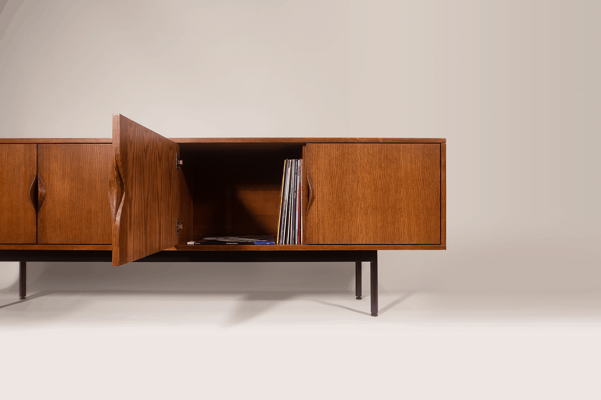 modern wooden credenza close view open door vulk #vulkmade marty mcelveen